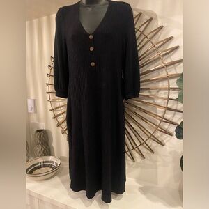 Black ribbed knit dress , size Large